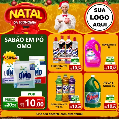 Modelo de Rede Social para Feed Facebook com o tema Natal da Economia para Produtos de Limpeza