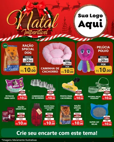 Modelo de Rede Social para Feed Instagram com o tema Natal Imperdível para Pet Shop