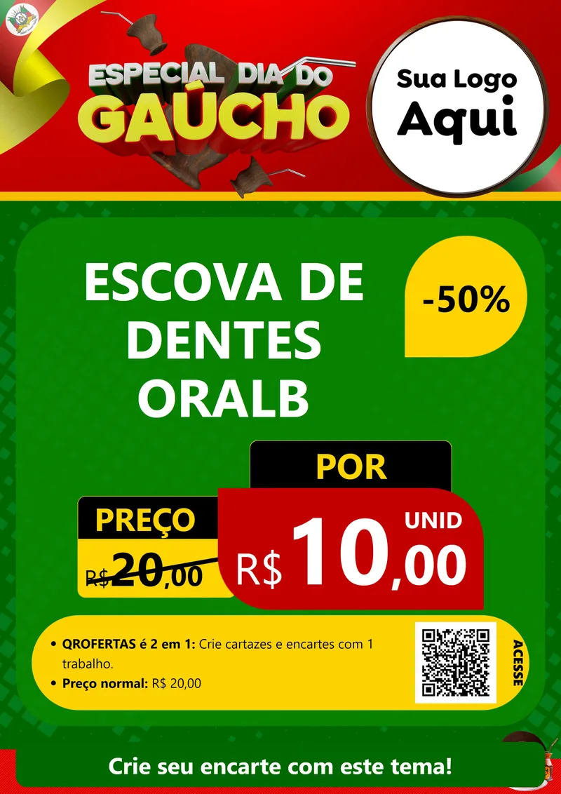 Modelo de Cartaz para Cartaz A4 Vertical com o tema Especial Dia do Gaúcho para Higiene Pessoal