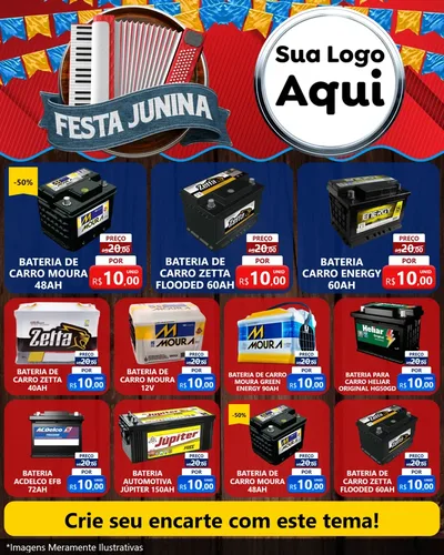 Modelo de Rede Social para Feed Instagram com o tema Festa Junina para Baterias Elétricas