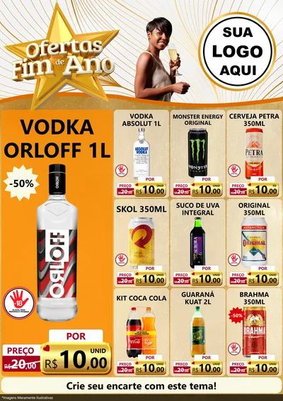 Modelo de Encarte para Encarte A4 Vertical com o tema Ofertas Fim de Ano para Distribuidora de bebidas