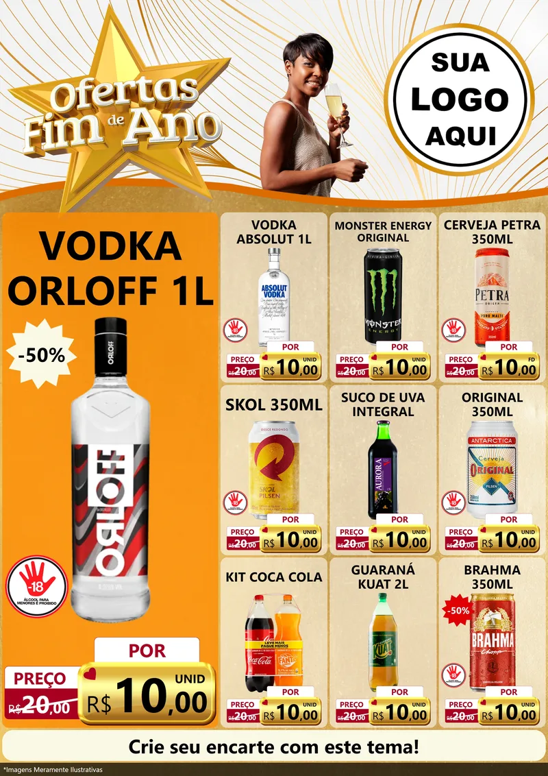 Modelo de Encarte para Encarte A4 Vertical com o tema Ofertas Fim de Ano para Distribuidora de bebidas