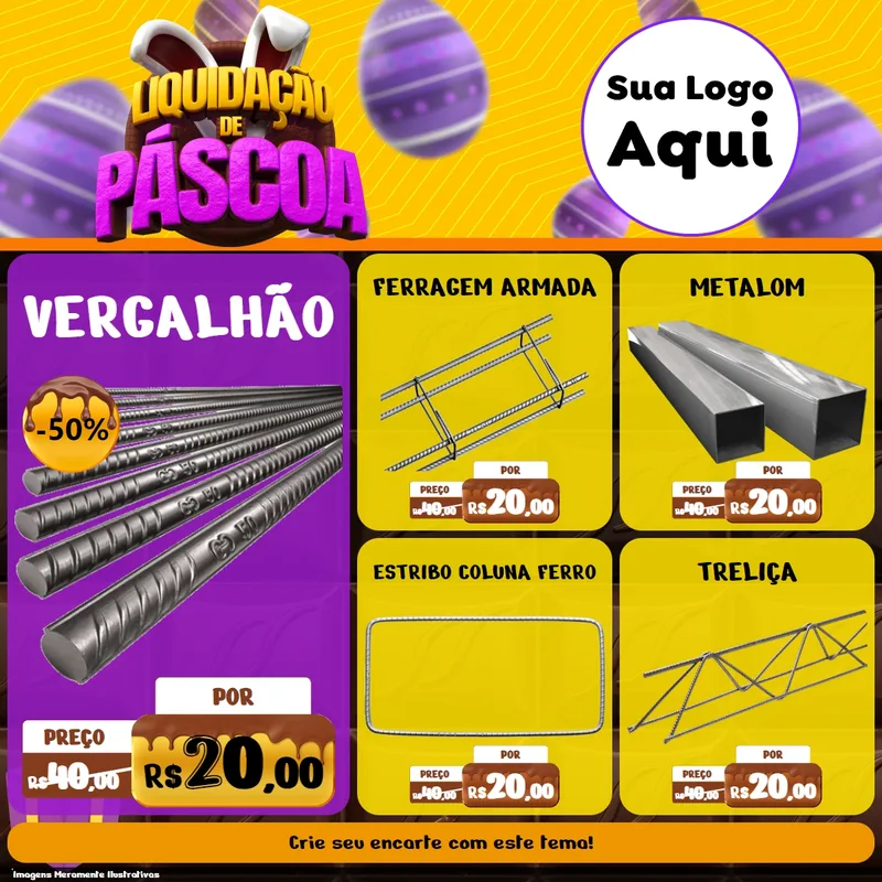 Modelo de Rede Social para Feed Facebook com o tema Liquidação de Páscoa para Ferragens