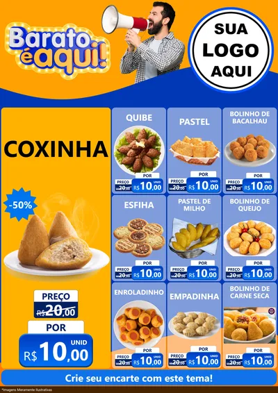 Modelo de Encarte para Encarte A4 Vertical com o tema Barato é aqui para Salgadaria