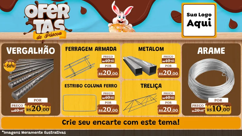 Modelo de TV para TV Horizontal com o tema Ofertas de Páscoa para Ferragens