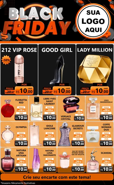 Modelo de Encarte para Encarte Grande com o tema Black Friday para Perfumes
