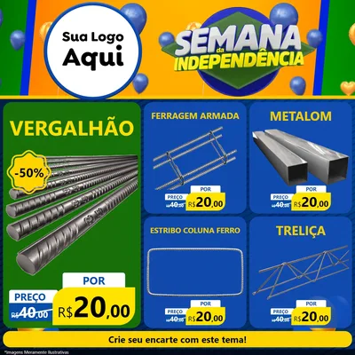 Modelo de Rede Social para Feed Facebook com o tema Semana da Independência para Ferragens