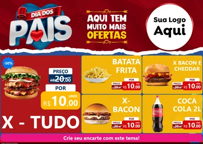 Modelo de Encarte para Encarte A4 Horizontal com o tema Dia dos Pais para Hamburgueria
