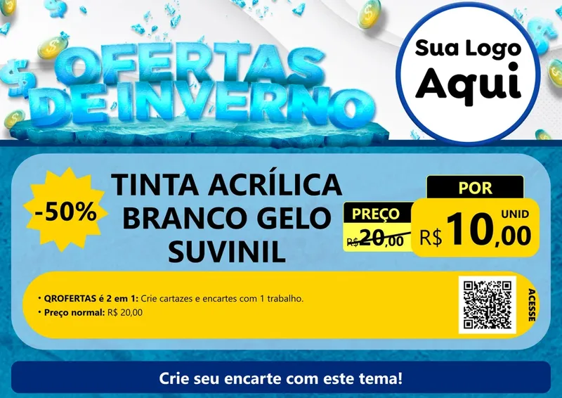 Modelo de Cartaz para Cartaz A4 Horizontal com o tema Ofertas de Inverno para Tintas e Ferramentas
