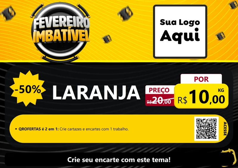 Modelo de Cartaz para Cartaz A4 Horizontal com o tema Fevereiro Imbatível para Hortifrúti