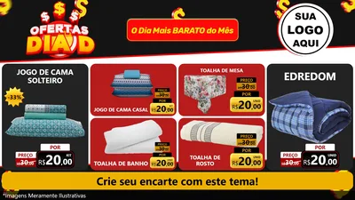 Modelo de TV para TV Horizontal com o tema Ofertas Dia D para Cama, Mesa e Banho