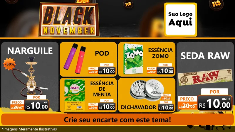 Modelo de TV para TV Horizontal com o tema Black November para Tabacaria