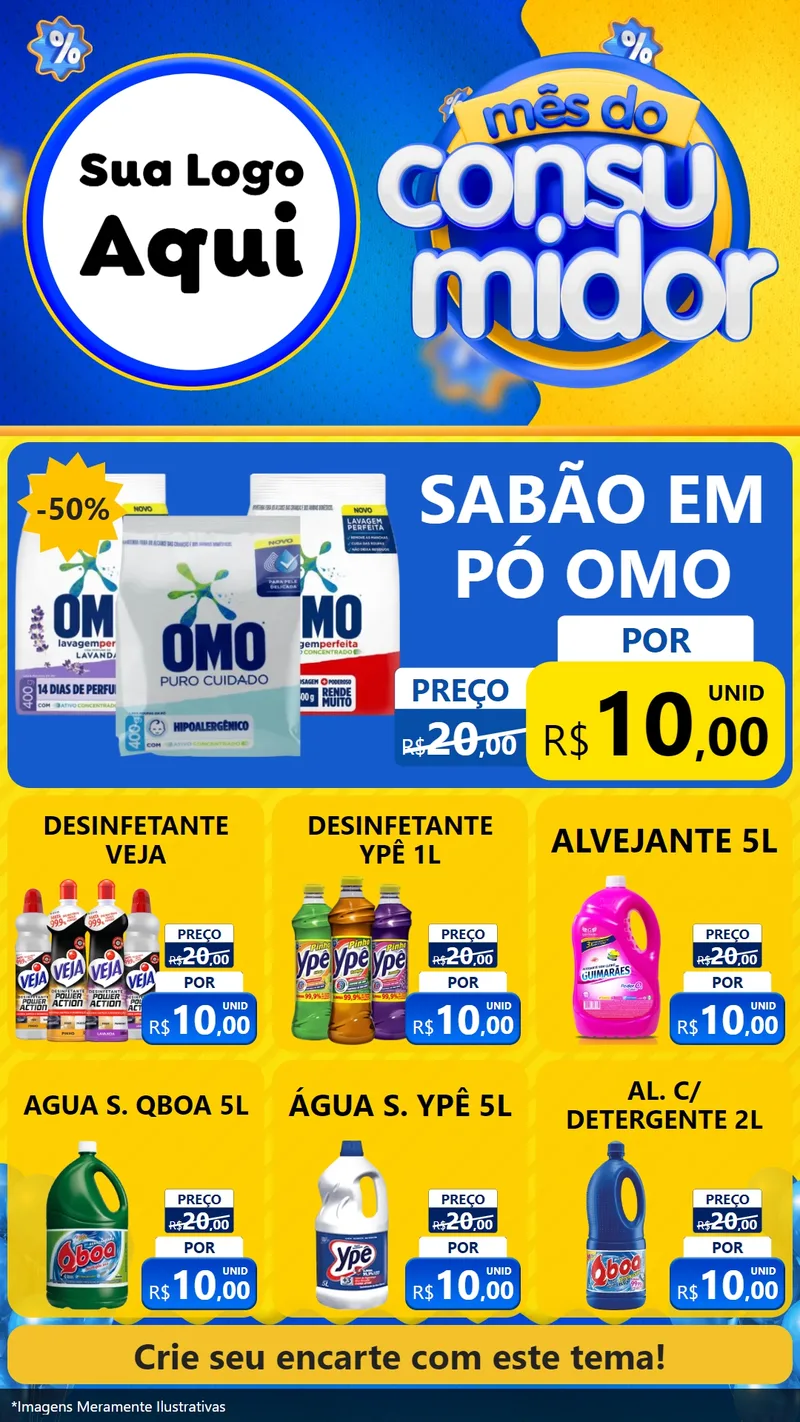 Modelo de Rede Social para Stories com o tema Mês do Consumidor para Produtos de Limpeza