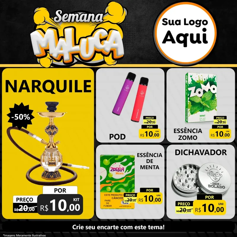 Modelo de Rede Social para Feed Facebook com o tema Semana Maluca para Tabacaria