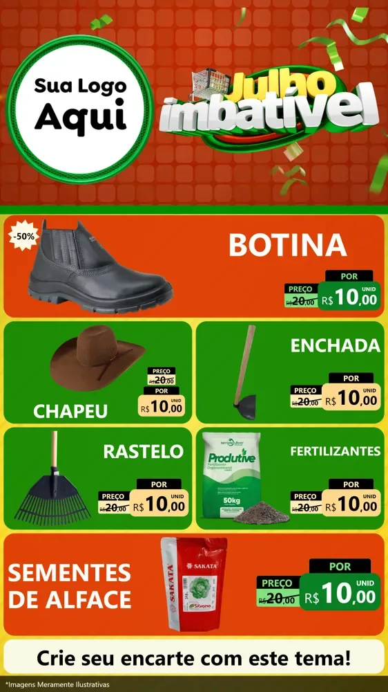 Modelo de TV para TV Vertical com o tema Julho Imbatível para Agropecuária