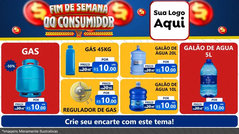 Modelo de TV para TV Horizontal com o tema Fim de Semana do Consumidor para Água e gás