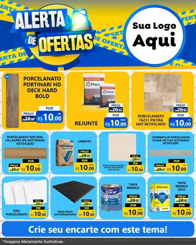 Modelo de Rede Social para Feed Instagram com o tema Alerta de Ofertas para Pisos e revestimentos