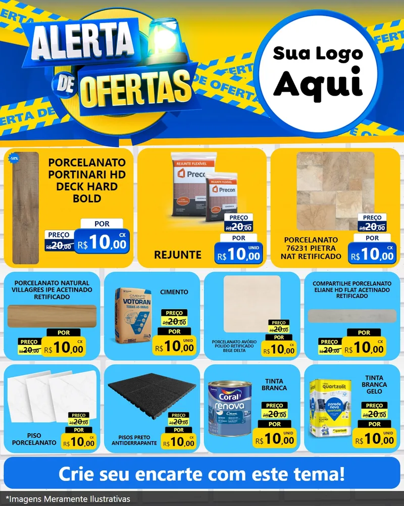 Modelo de Rede Social para Feed Instagram com o tema Alerta de Ofertas para Pisos e revestimentos