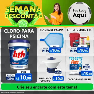 Modelo de Rede Social para Feed Facebook com o tema Semana de Descontão - Copa para Produtos para Piscina