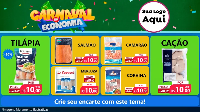 Modelo de TV para TV Horizontal com o tema Carnaval da Economia para Peixaria