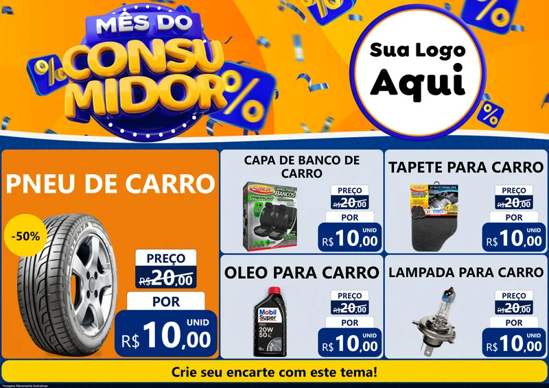 Modelo de Encarte para Encarte A4 Horizontal com o tema Mês do Consumidor para Auto peças
