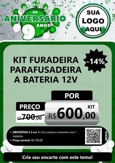 Modelo de Cartaz para Cartaz A4 Vertical com o tema Promoção de Aniversário - 9 Anos para Maquinas e Ferramentas