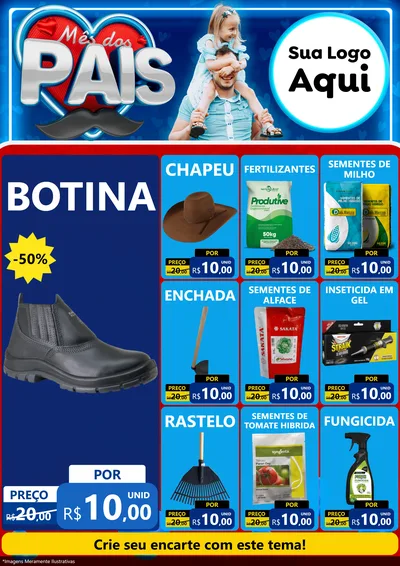 Modelo de Encarte para Encarte A4 Vertical com o tema Mês Dos Pais para Agropecuária