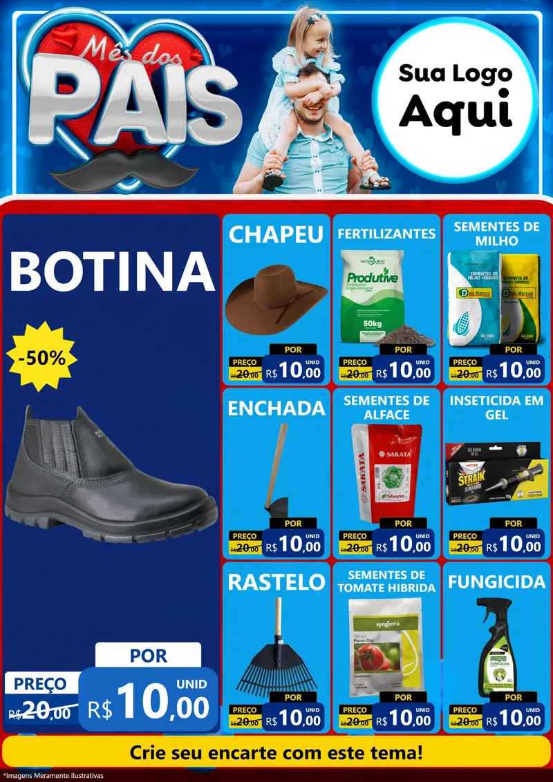 Modelo de Encarte para Encarte A4 Vertical com o tema Mês Dos Pais para Agropecuária