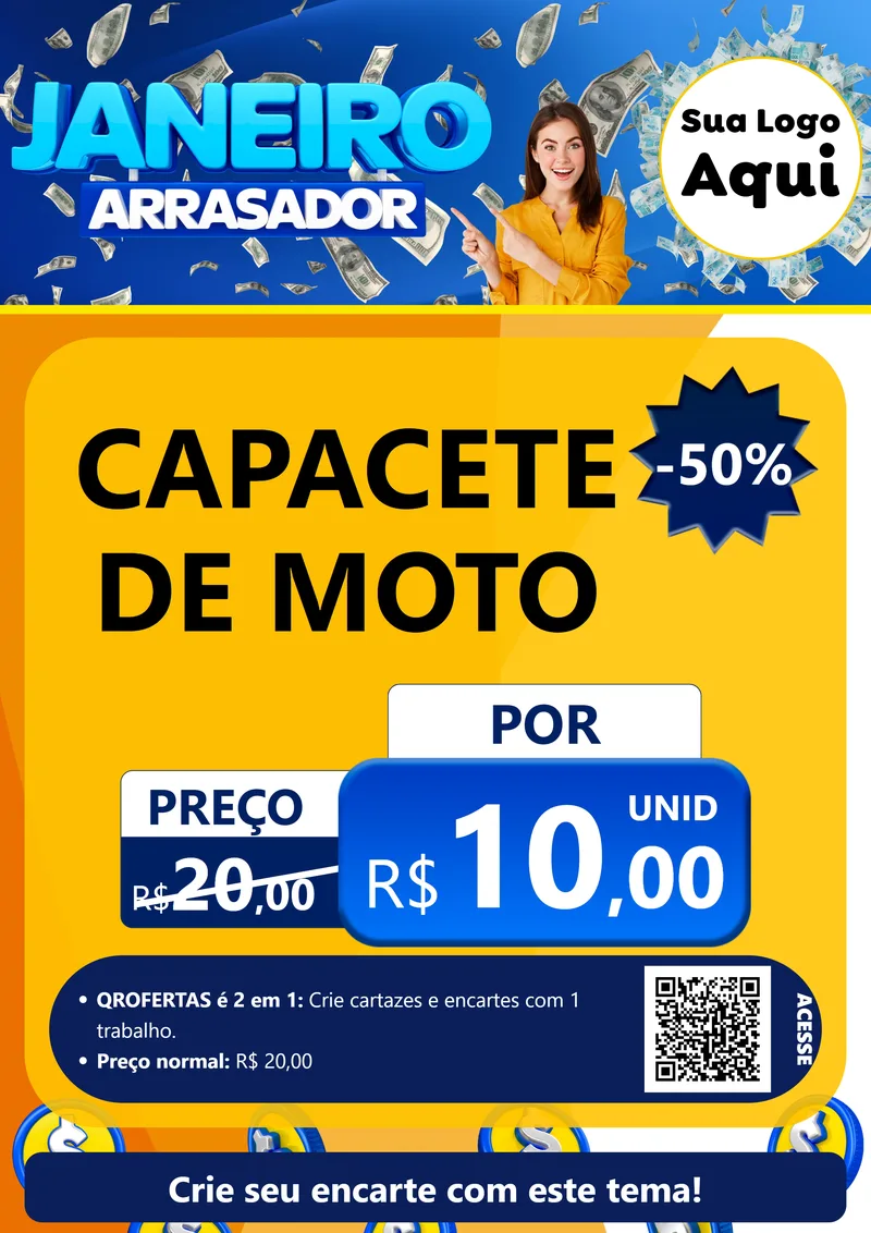 Modelo de Cartaz para Cartaz A4 Vertical com o tema Janeiro Arrasador para Moto peças