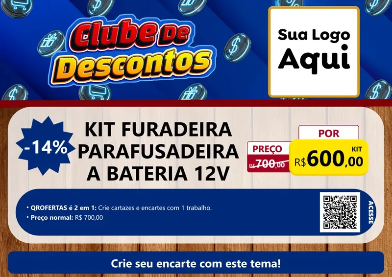 Modelo de Cartaz para Cartaz A4 Horizontal com o tema Clube de Descontos para Maquinas e Ferramentas