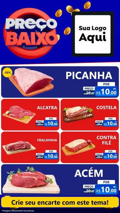 Modelo de TV para TV Vertical com o tema Preço Baixo para Açougue