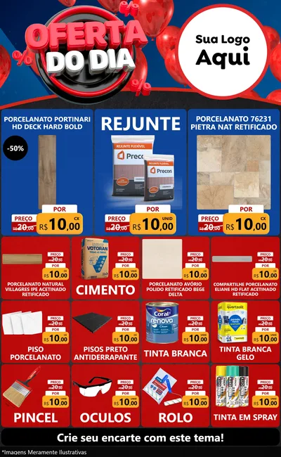 Modelo de Encarte para Encarte Grande com o tema Oferta do Dia para Pisos e revestimentos