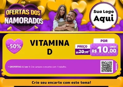 Modelo de Cartaz para Cartaz A4 Horizontal com o tema Oferta Dos Namorados para Farmácia