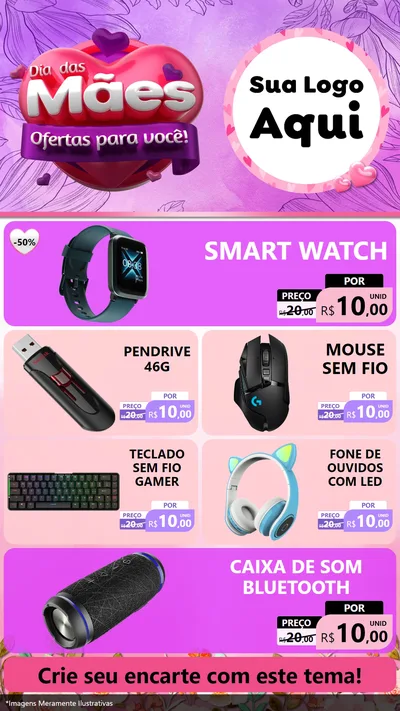 Modelo de TV para TV Vertical com o tema Dia das Mães Ofertas para Você! para Informática