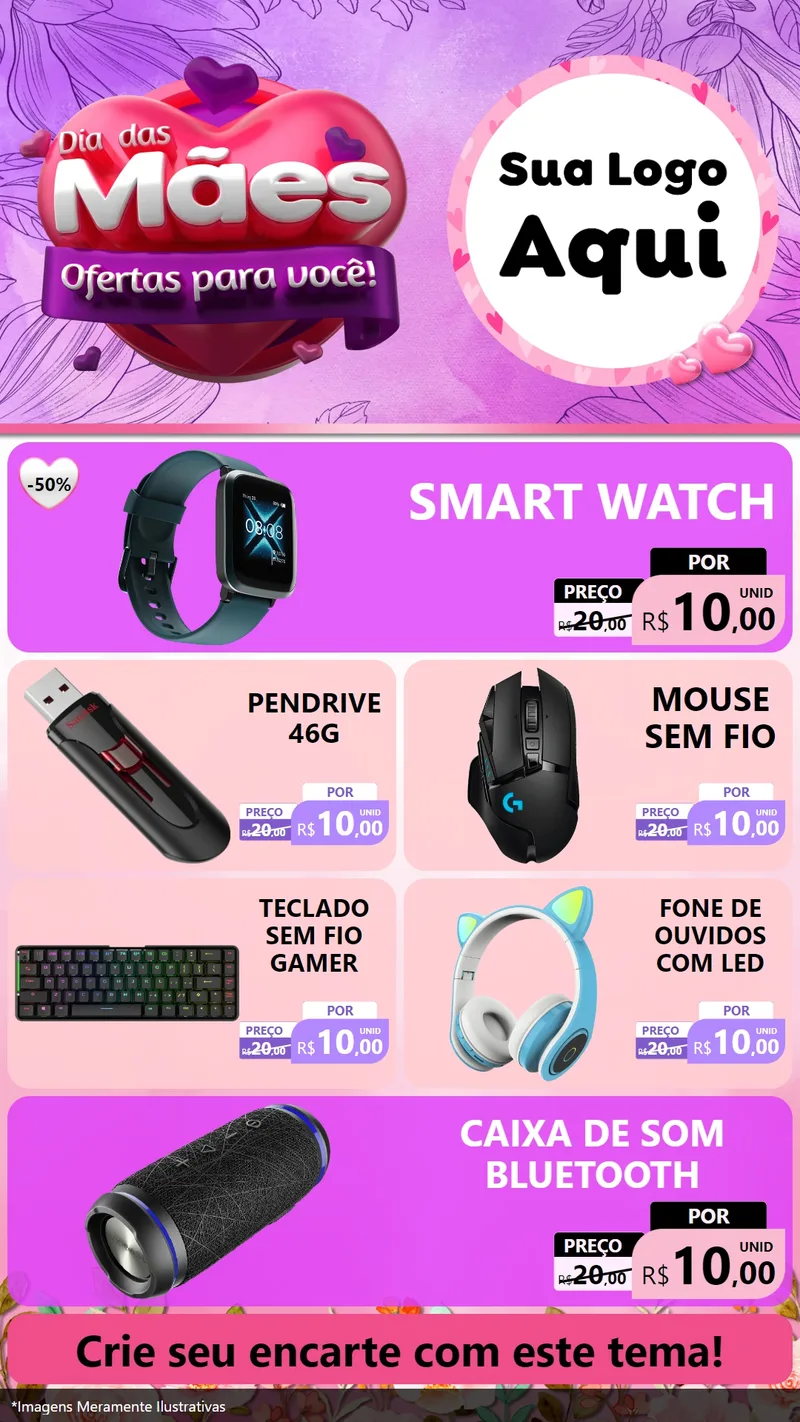 Modelo de TV para TV Vertical com o tema Dia das Mães Ofertas para Você! para Informática