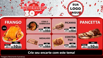 Modelo de TV para TV Horizontal com o tema Promoção de Aniversário - 30 Anos para Assados
