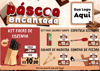 Modelo de Encarte para Encarte A4 Horizontal com o tema Páscoa Encantada para Utilidades Domésticas