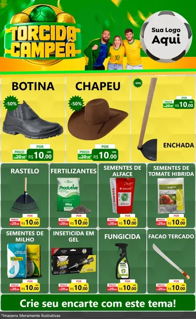 Modelo de Encarte para Encarte Grande com o tema Torcida Campeã - Copa para Agropecuária