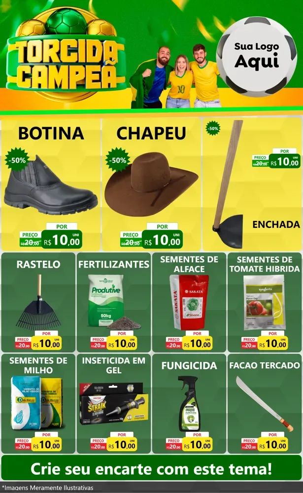 Modelo de Encarte para Encarte Grande com o tema Torcida Campeã - Copa para Agropecuária