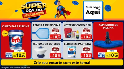 Modelo de TV para TV Horizontal com o tema Super Dia do Consumidor para Produtos para Piscina