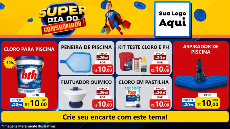Modelo de TV para TV Horizontal com o tema Super Dia do Consumidor para Produtos para Piscina
