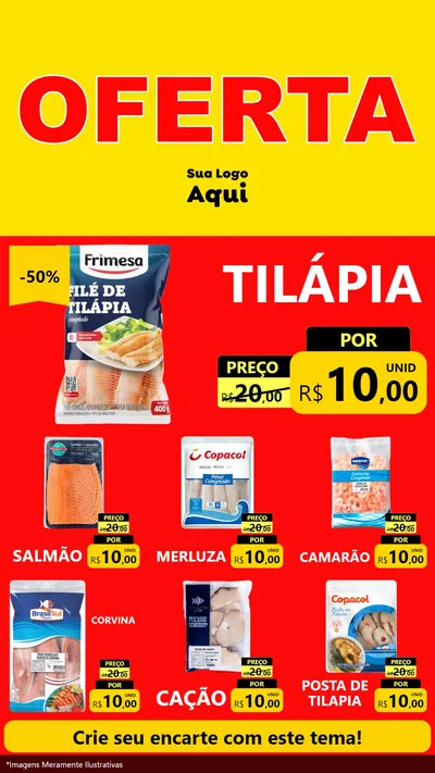 Modelo de Rede Social para Stories com o tema OFERTA - Vermelho Cartaz para Peixaria