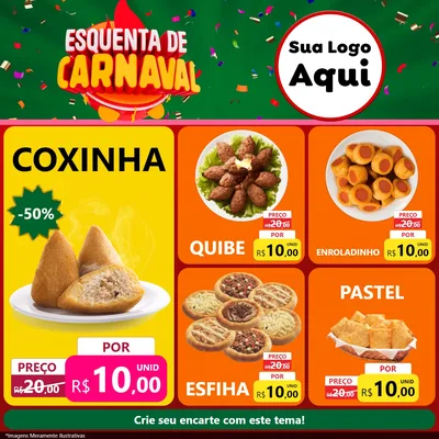 Modelo de Rede Social para Feed Facebook com o tema Esquenta de Carnaval para Salgadaria