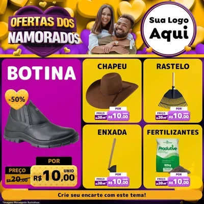 Modelo de Rede Social para Feed Facebook com o tema Oferta Dos Namorados para Agropecuária