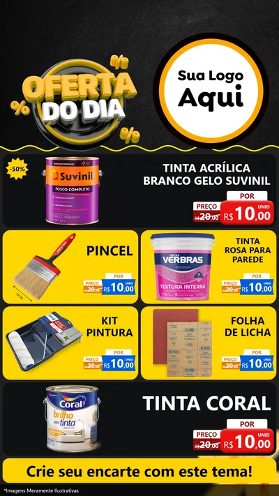 Modelo de TV para TV Vertical com o tema Oferta Do Dia para Tintas e Ferramentas