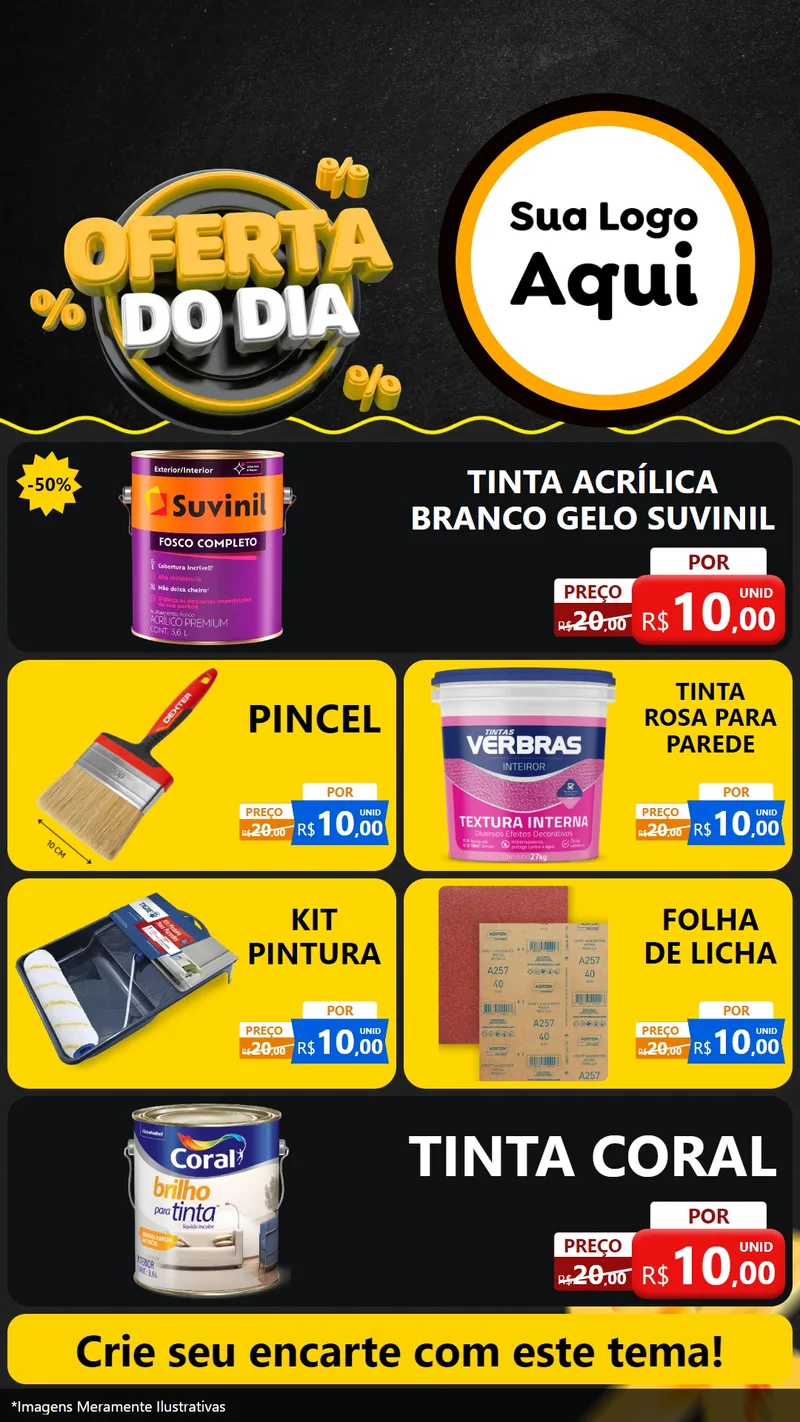Modelo de TV para TV Vertical com o tema Oferta Do Dia para Tintas e Ferramentas