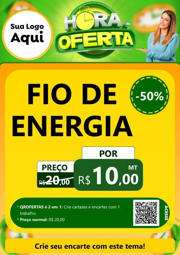 Modelo de Cartaz para Cartaz A4 Vertical com o tema Hora da Oferta para Materiais Elétricos