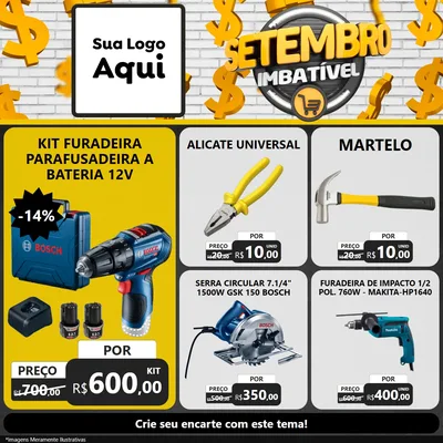 Modelo de Rede Social para Feed Facebook com o tema Setembro Imbatível para Maquinas e Ferramentas