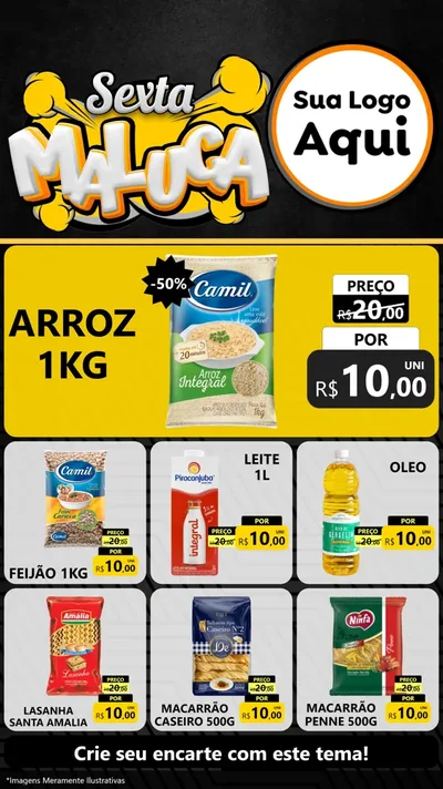 Modelo de Rede Social para Stories com o tema Sexta Maluca para Supermercado
