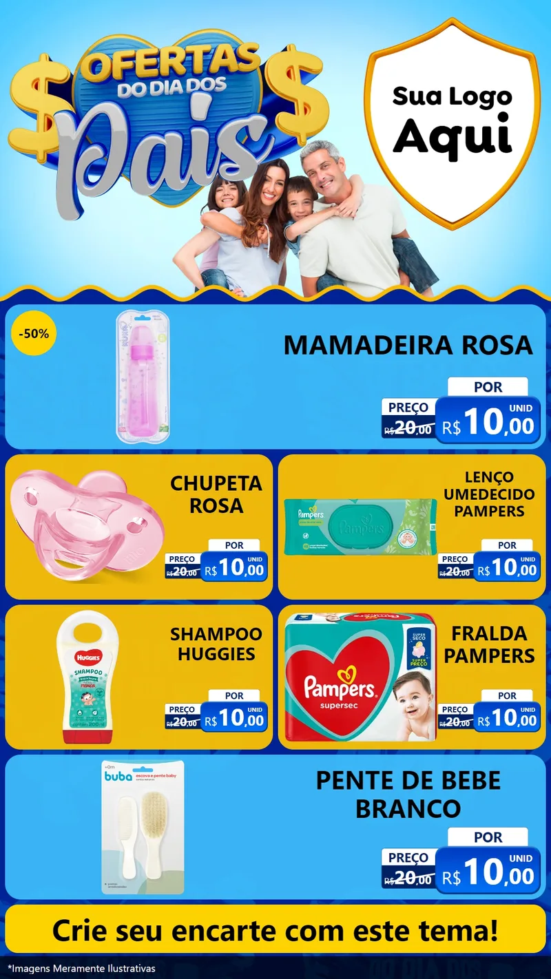 Modelo de TV para TV Vertical com o tema Ofertas do Dia dos Pais para Bebês